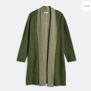 Olive Green Open Front Cardigan